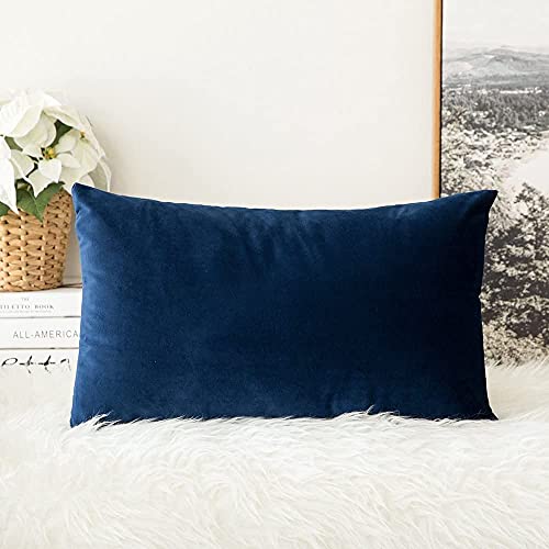 Khooti Velvet Cushion Cover, 18 x 24 Inches / 45 x 60 cm | Blue | Pack of 1 | Solid Plain Soft & Smooth, Decorative Cushion Covers for Living Room, Bedroom, Couches, Chairs, Sofas, Beds & Home Decor - Image 1