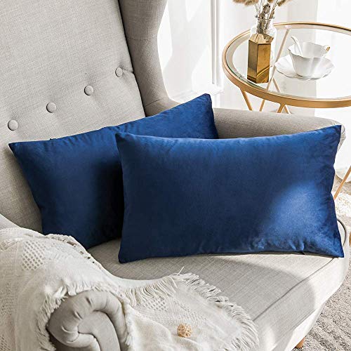 Khooti Velvet Cushion Cover, 18 x 24 Inches / 45 x 60 cm | Blue | Pack of 1 | Solid Plain Soft & Smooth, Decorative Cushion Covers for Living Room, Bedroom, Couches, Chairs, Sofas, Beds & Home Decor - Image 2