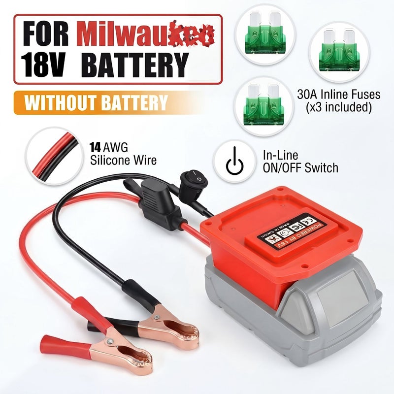 Compatible with MWK-18V Series 12V to 24V Power Converter with Alligator Clip Quick Connect and 30A Fuse Overcurrent Protection for Vehicle Starting Car Fridges Air Pumps Home DIY Emergency Backup 3Pcs Fuse - Image 3