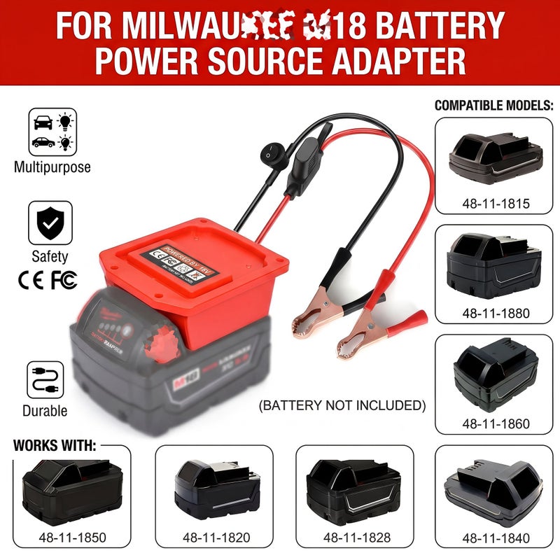 Compatible with MWK-18V Series 12V to 24V Power Converter with Alligator Clip Quick Connect and 30A Fuse Overcurrent Protection for Vehicle Starting Car Fridges Air Pumps Home DIY Emergency Backup 3Pcs Fuse - Image 4