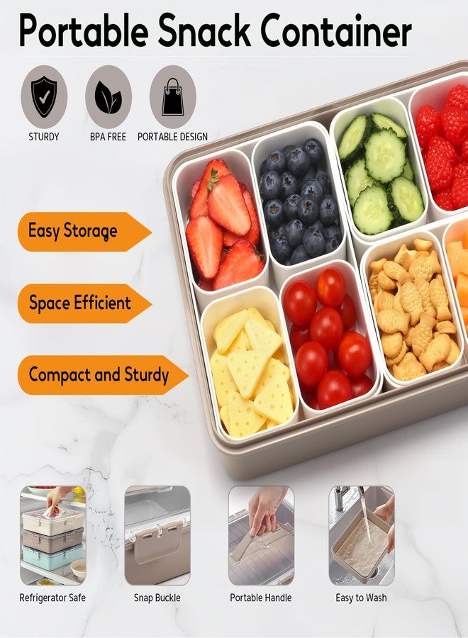 Sunhanny Snackle Box Container for Adults, 11 in 1 Divided Serving Tray Snack Box Containers with Stackable Compartment and Handle, Customizable Charcuterie Boxes Portable Snack Platter for Party Travel, Brown - Image 3