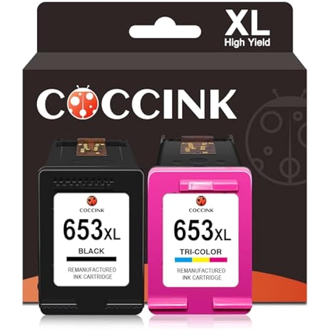 653 XL INK CARTRIDGES FOR HP 653 INK CARTRIDGE FOR HP 653XL HP653 FOR DESKJET 2875 2876 2878 4276 4278 6075 6400 6075 6400 PRINTER INK REPLACEMENT BLACK AND COLOR COMBO PACK HIGH YIELD - Image 1