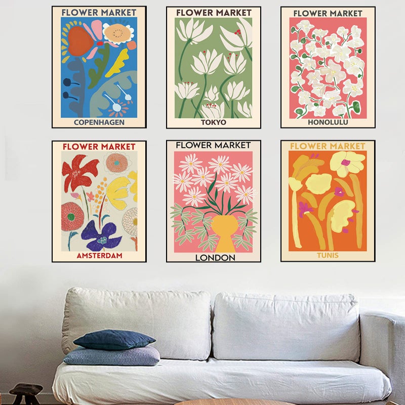 PUYIQARE Wall Art Poster Set of 6, Flower Market Art Prints for Living Room Decor, Unframed (8x10 Inch, Multicolor) - Image 5