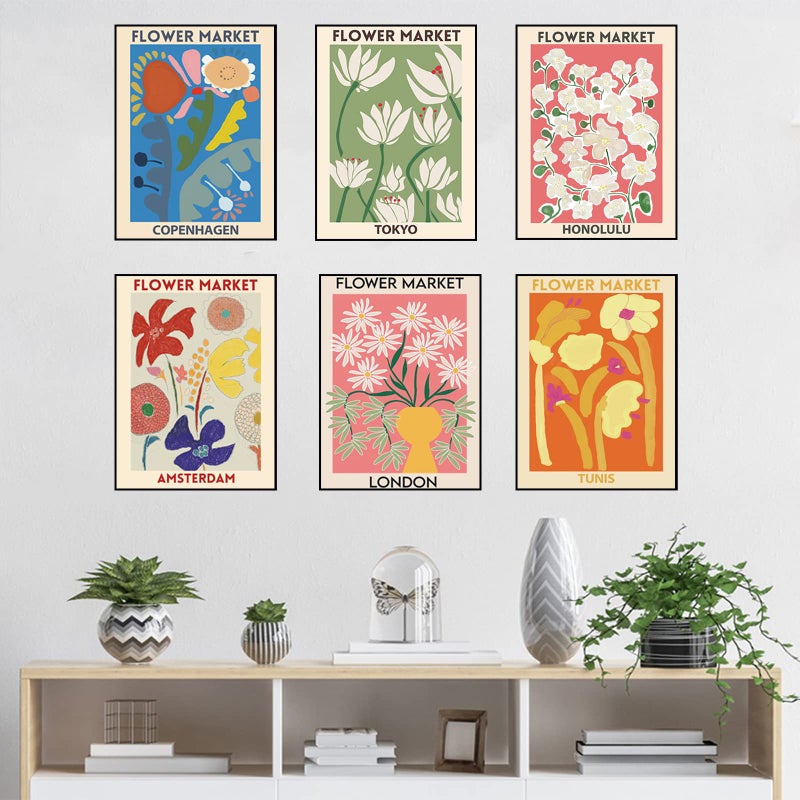 PUYIQARE Wall Art Poster Set of 6, Flower Market Art Prints for Living Room Decor, Unframed (8x10 Inch, Multicolor) - Image 4