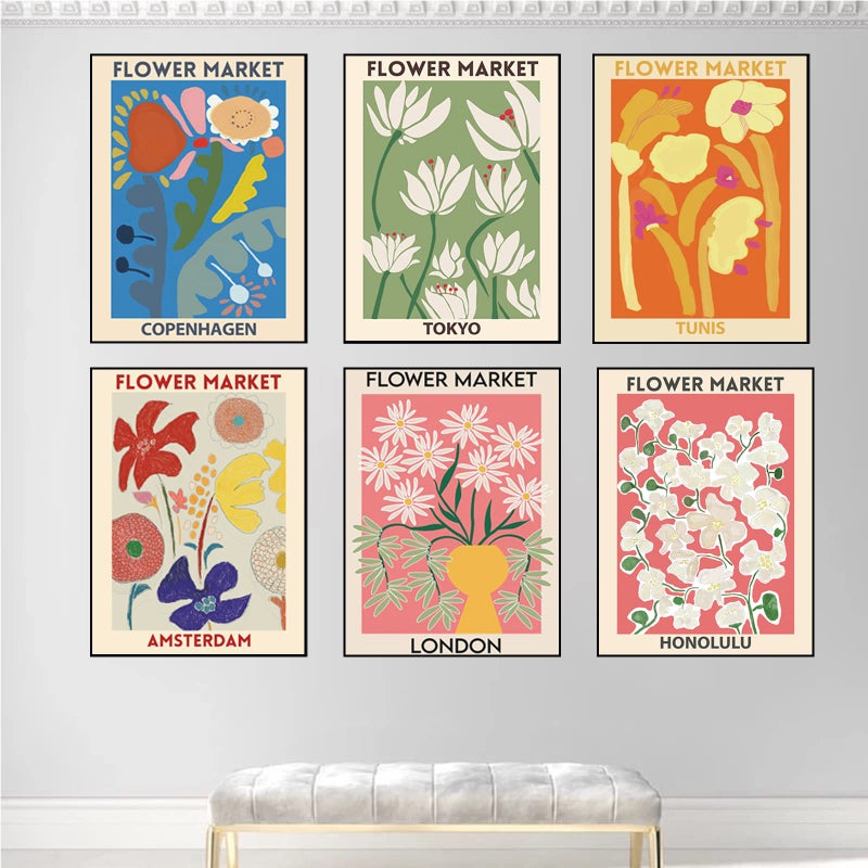 PUYIQARE Wall Art Poster Set of 6, Flower Market Art Prints for Living Room Decor, Unframed (8x10 Inch, Multicolor) - Image 3