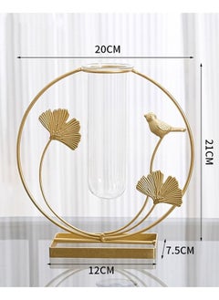 ZCM-HAPPY Creative Home Round Metal Bracket Dried Flower Vase Home Living Room Desktop Flower Arranger Ornament  - Image 3