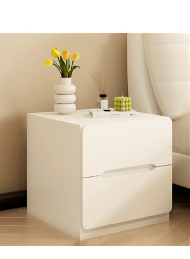 طاولة ليلية خشبية، منزل طاولة تخزين جنب السرير مع درجين، طاولة جانبية متعددة الوظائف الليلية الأثاث التصميم الحديث لغرفة النوم مكتب غرفة المعيشة (CT054 الأبيض) - Image 2