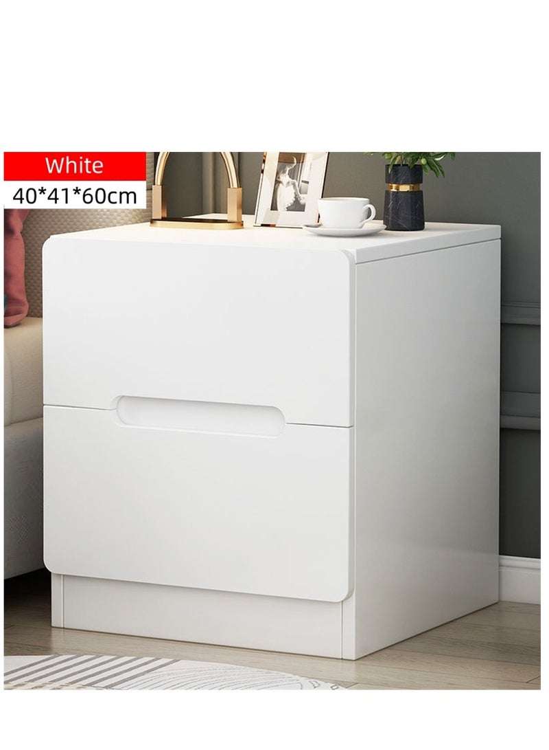 طاولة ليلية خشبية، منزل طاولة تخزين جنب السرير مع درجين، طاولة جانبية متعددة الوظائف الليلية الأثاث التصميم الحديث لغرفة النوم مكتب غرفة المعيشة (CT054 الأبيض) - Image 1