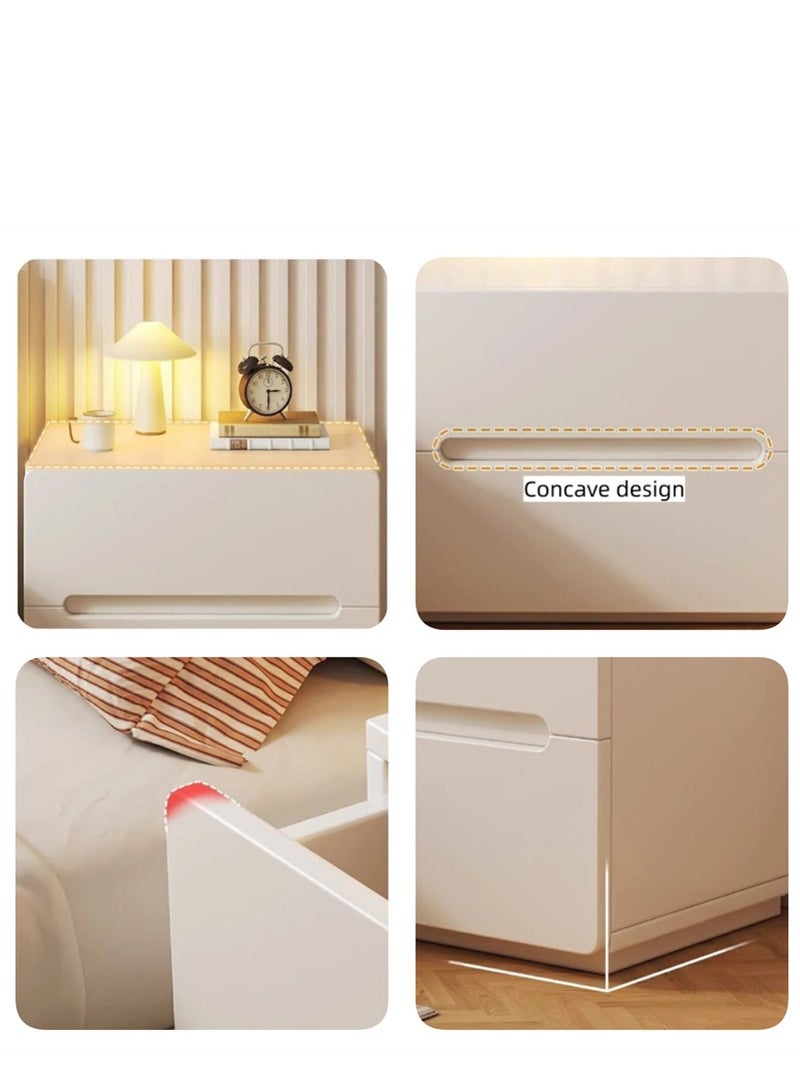 طاولة ليلية خشبية، منزل طاولة تخزين جنب السرير مع درجين، طاولة جانبية متعددة الوظائف الليلية الأثاث التصميم الحديث لغرفة النوم مكتب غرفة المعيشة (CT054 الأبيض) - Image 3