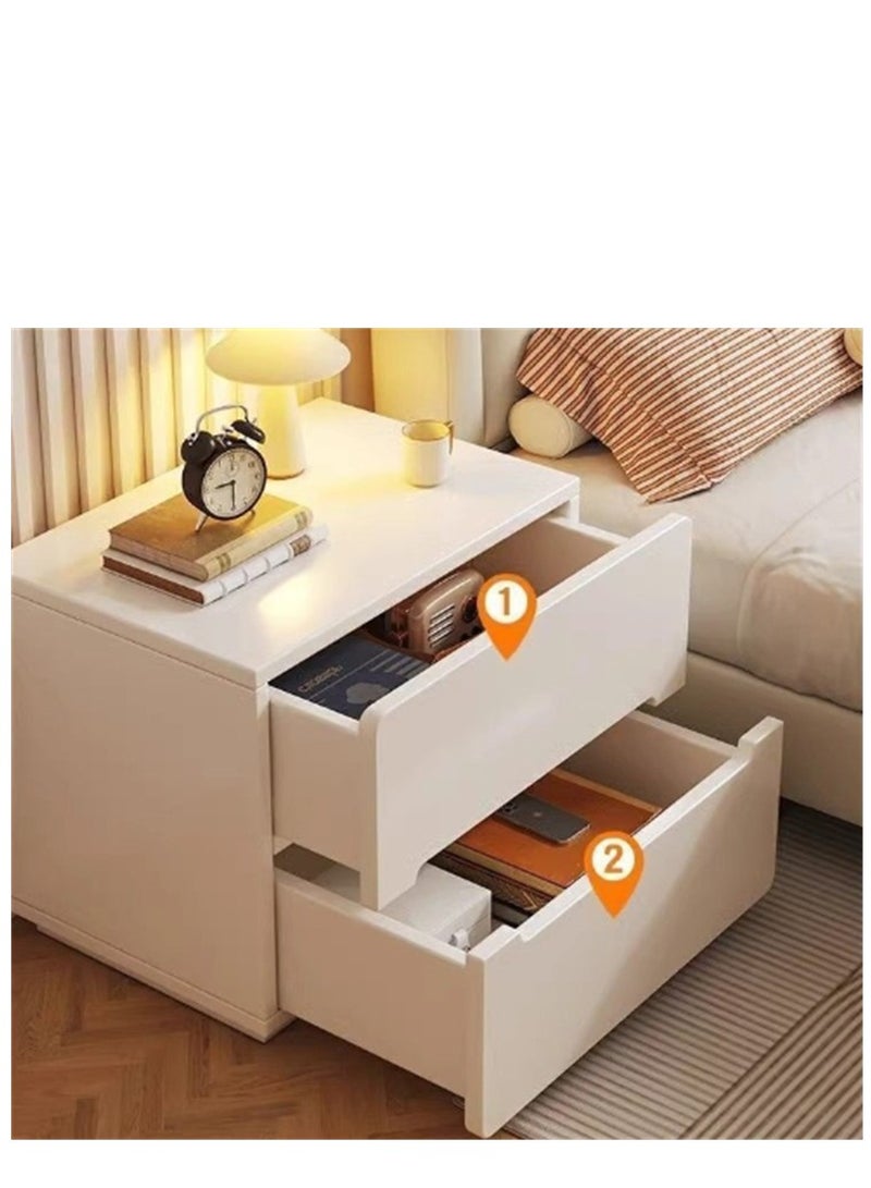 طاولة ليلية خشبية، منزل طاولة تخزين جنب السرير مع درجين، طاولة جانبية متعددة الوظائف الليلية الأثاث التصميم الحديث لغرفة النوم مكتب غرفة المعيشة (CT054 الأبيض) - Image 5