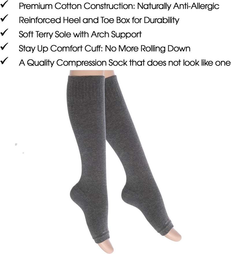 SocksLane جوارب ضغط قطنية من للنساء والرجال. دعم بطول الركبة بقوة 15-20 مم زئبق - Image 5