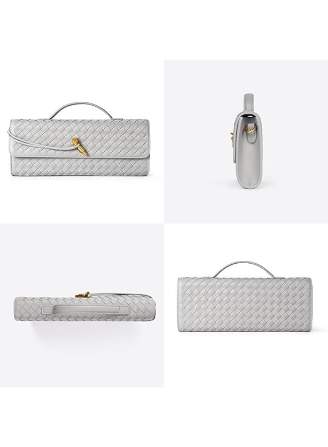 SHENGHUI Trendy Woven Evening Clutch Purses Women Underarm Shoulder Handbag Cute Satchels Crossbody Purse PU Leather Wallet - Image 5