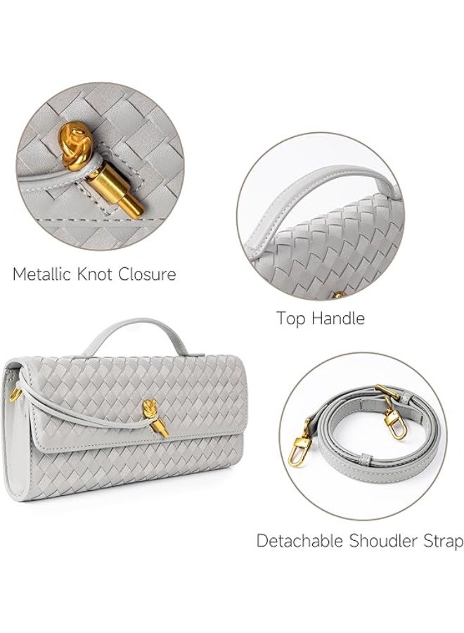 SHENGHUI Trendy Woven Evening Clutch Purses Women Underarm Shoulder Handbag Cute Satchels Crossbody Purse PU Leather Wallet - Image 4