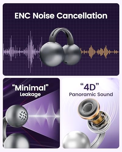 mojawa StarClip Open-Ear Wireless Bluetooth Headphones, Clip-On Earbuds, 4D Panoramic Sound, Clear Calls, Lightweight, Secure Fit, IP54 Water-Resistant Ear Grips for Workout and Daily Use, Silver - Image 3