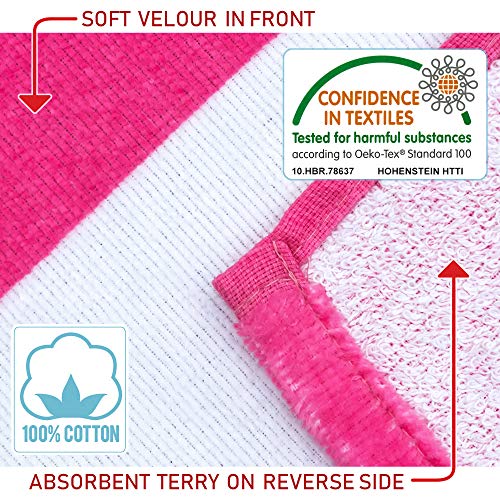 Softerry Flamingo Stripes Beach Towel 28 x 55 inches 100% Cotton (28" x 55", Flamingo Stripes) - Image 4