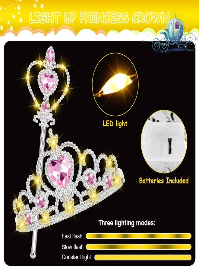 Vicloon 2PCS Light Up Princess Crown and Wands, Princess Dress Up Accessories for Little Girls, Princess Tiara Jewelry Toy for 3-6 Girl Christmas Birthday Cosplay Crown - Image 4