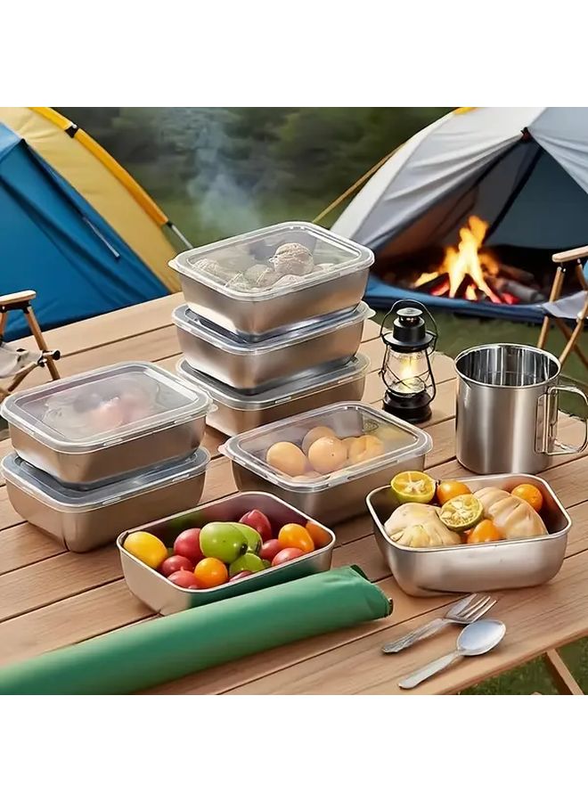 20pcs Stainless Steel Square Food Storage Container Set 10 Lids And 10 Boxes Stackable Design Leak Proof Sealed For Vegetables Fruits Salads Meats Kitchen Pantry Refrigerator Freezer Safety - Image 5