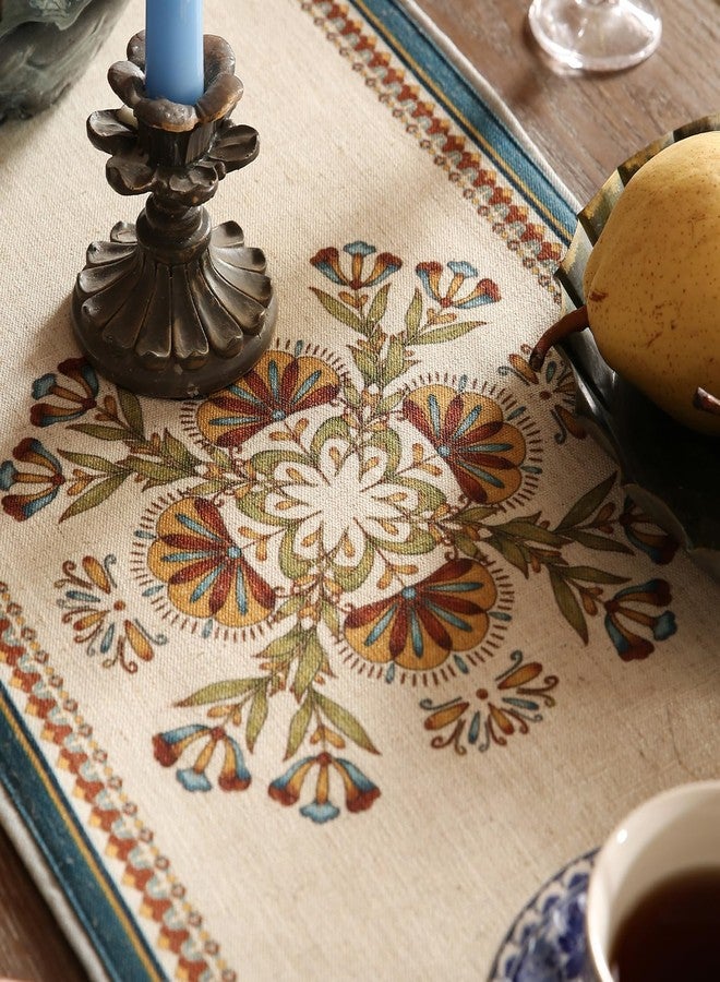 patdrea Designer Beige Farmhouse Geometric Patterned Linen Table Runner 102 Inch Long,Wrinkle Resistant Table Mat,Decoration for Kitchen Dining and Coffee Tables Banquet Christmas ,12"x102" - Image 3