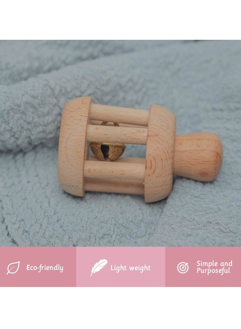 Ariro Wooden Bell Rattle for Babies, Eco-Friendly Lightweight Beech Wood, Develops Auditory & Motor Skills, 0m+ - Image 2