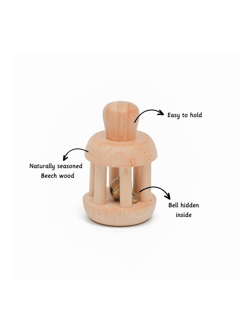 Ariro Wooden Bell Rattle for Babies, Eco-Friendly Lightweight Beech Wood, Develops Auditory & Motor Skills, 0m+ - Image 4