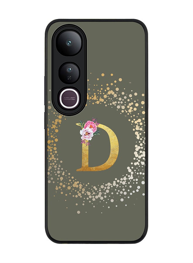 Stylizedd For vivo V50 Lite Case,Slim fit Camera Protection, Shockproof Thin Phone cover  - Custom Monogram Floral - D  (Olive Green )