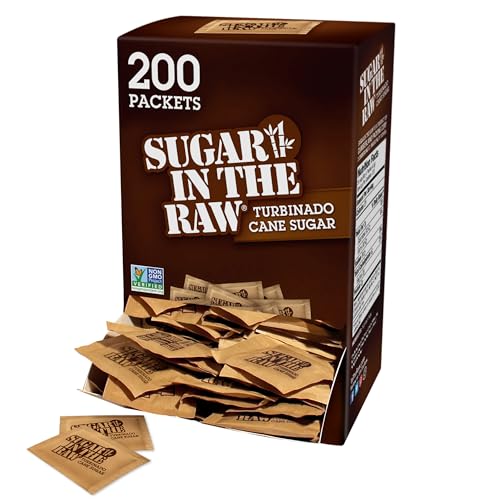 IN THE RAW Sugar In The Raw Turbinado Cane Sugar Packets, 200 Ct Box, 1 Pack, Pure, All-Natural Turbinado Sugar, Non-GMO Project Verified, Kosher, Vegan and Gluten Free - Image 1