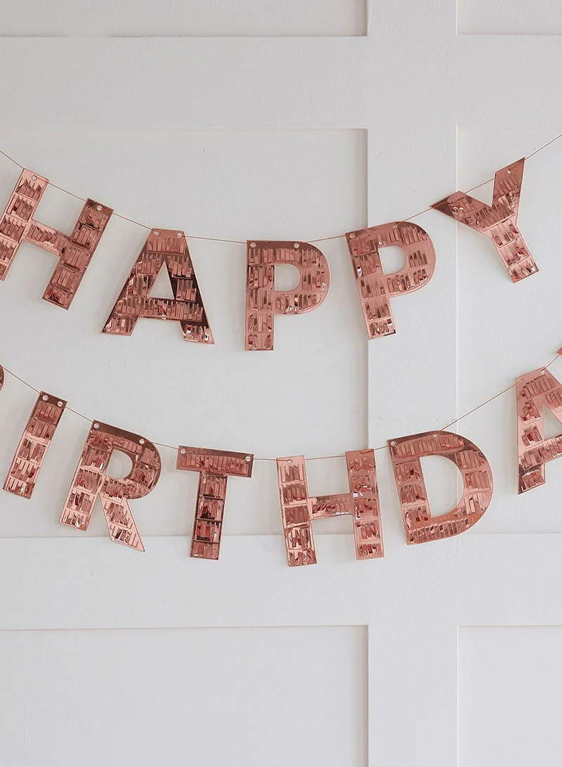 Ginger Ray Rose Gold Happy Birthday Fringe Bunting