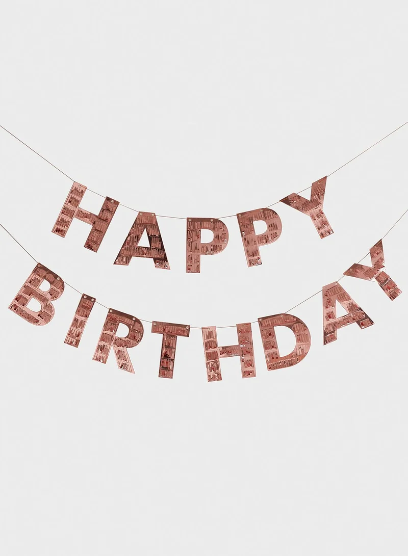 Ginger Ray Rose Gold Happy Birthday Fringe Bunting