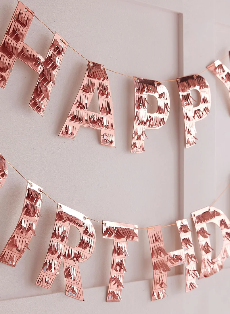 Ginger Ray Rose Gold Happy Birthday Fringe Bunting