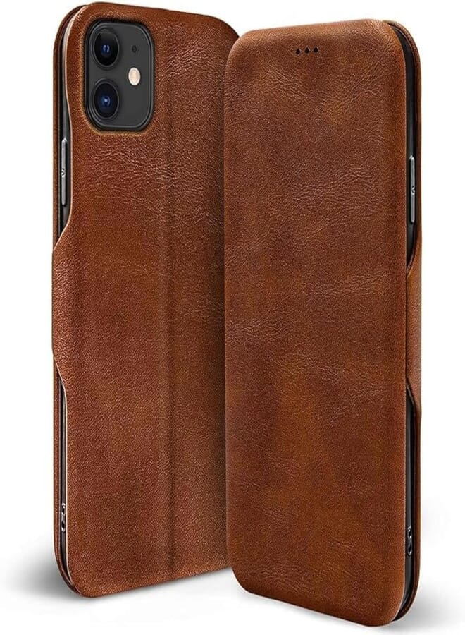 Next Next store Compatible with iPhone 11 Case, Durable Anti-Scratch Case [Soft Flexible PU Leather], PU Leather Case (Brown)