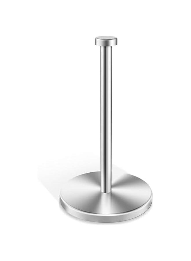 HOOKOR Durku Paper Towel Holder Countertop, Standing Paper Towel Roll Holder for Kitchen Bathroom, Paper Towel Holder Stand with Weighted Base Suction Cups, Stainless Steel Paper Towel Holder (Silver)  - Image 5