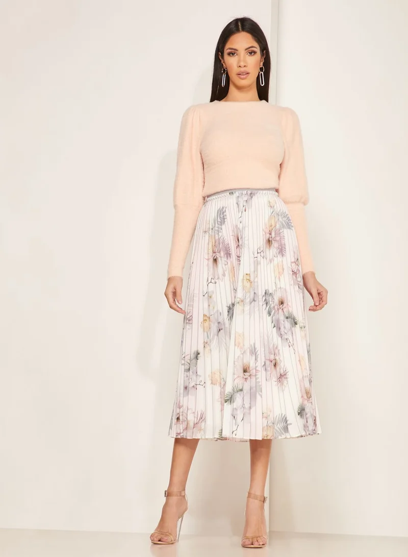 Ted Baker Maziiy Floral Print Pleated Midi Skirt