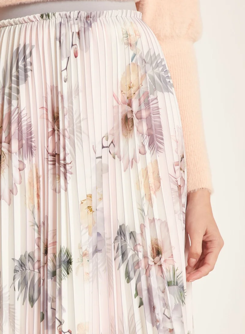 Ted Baker Maziiy Floral Print Pleated Midi Skirt