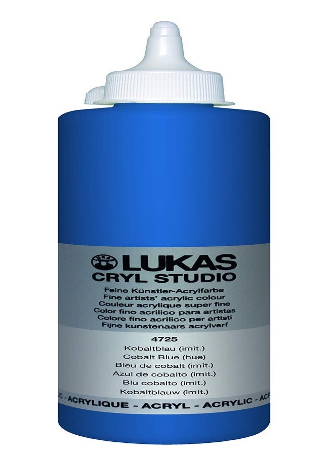 لوكاس ألوان أكريليك لوكاس كريل ستوديو للفنانين، لون أزرق كوبالت، عبوة 500 مل - ألوان أكريليك عالية الصبغة للرسم على القماش، أعمال فنية كبيرة الحجم - متوسطة اللزوجة، قابلة للمزج بالماء، سريعة الجفاف - Image 1