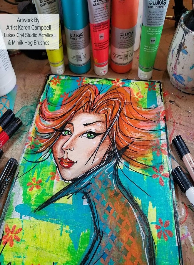 لوكاس ألوان أكريليك لوكاس كريل ستوديو للفنانين، لون أزرق كوبالت، عبوة 500 مل - ألوان أكريليك عالية الصبغة للرسم على القماش، أعمال فنية كبيرة الحجم - متوسطة اللزوجة، قابلة للمزج بالماء، سريعة الجفاف - Image 2