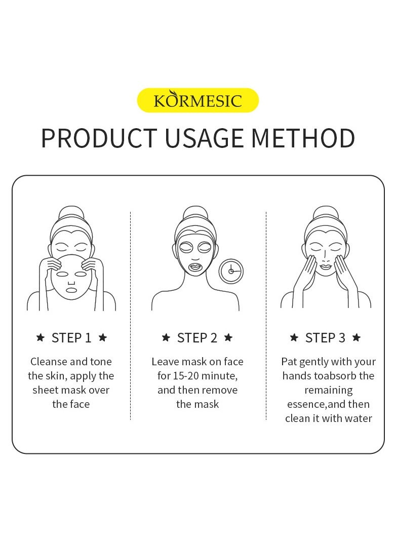 Kormesic Hyaluronic Acid Deep Hydration Sheet Mask Set - 5 Pack (25ml Each)  - Image 3