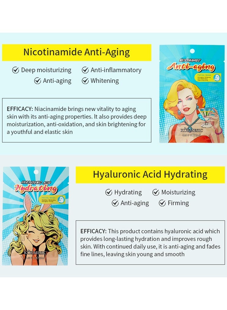 Kormesic Hyaluronic Acid Deep Hydration Sheet Mask Set - 5 Pack (25ml Each)  - Image 2