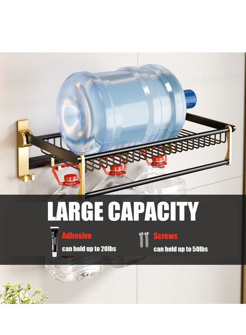 ميكسد طوي رف منشفة الحمام ، 60cm الفضاء الألومنيوم الجدار شنقا رف منشفة ، منشفة مع قضيب 5 منقولة قضيب هوك + 2 ثابتة السنانير ( لاصق أو الحفر ) - Image 3