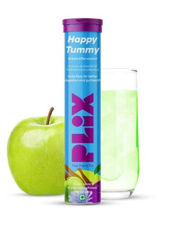 The Plant Fix Happy Tummy Pre+Probiotic Effervescent Tablets Green Apple 15 Tabs