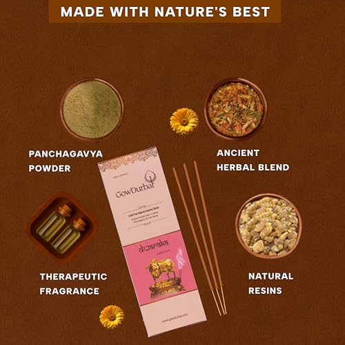 GOW DURBAR GowDurbar Consecrated Agarbatti Dwaraka Amber 45g (Pack of 2) | Organic Incense Sticks with Panchagavya & Herbs | Warm Amber Aroma | for Pooja, Yoga & Meditation - Image 4