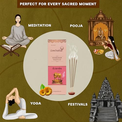 GOW DURBAR GowDurbar Consecrated Agarbatti Dwaraka Amber 45g (Pack of 2) | Organic Incense Sticks with Panchagavya & Herbs | Warm Amber Aroma | for Pooja, Yoga & Meditation - Image 5