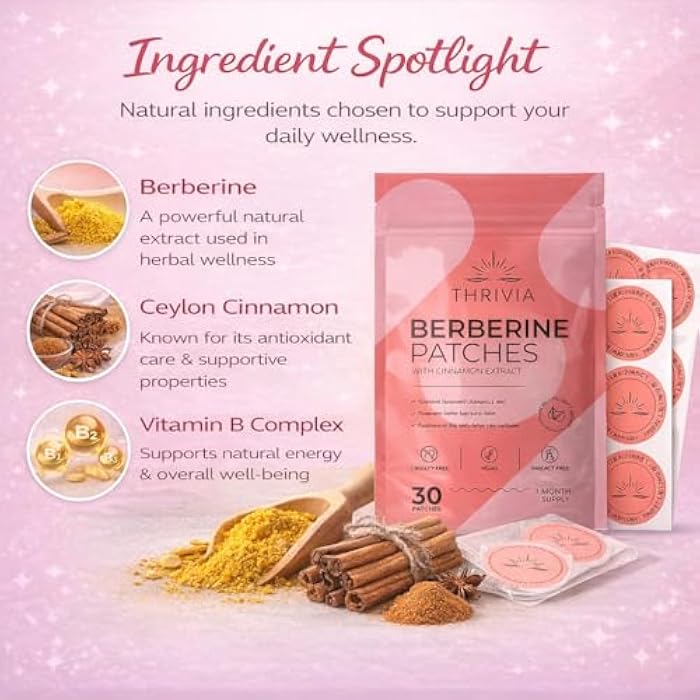Berberine Patches for Weight Loss & Metabolic Wellness for Women & Men | Patches with L Glutamine, Chromium, Pomegranate and Cinnamon (30 Count) - Image 4