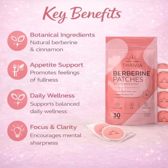 Berberine Patches for Weight Loss & Metabolic Wellness for Women & Men | Patches with L Glutamine, Chromium, Pomegranate and Cinnamon (30 Count) - Image 2