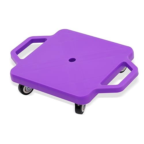 Joonly Kids Sitting Scooter Board with Universal Wheels Safety Plastic Scooter for Kids Ages 612 Manual Sport Scooters with Handles for Gym ClassPueple - Image 1
