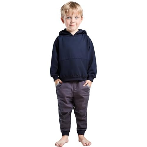 T2F Boys Cotton Hooded Neck Sweatshirt(BYS-OS-HD-SS-01_Navy_5-6 Years) - Image 1