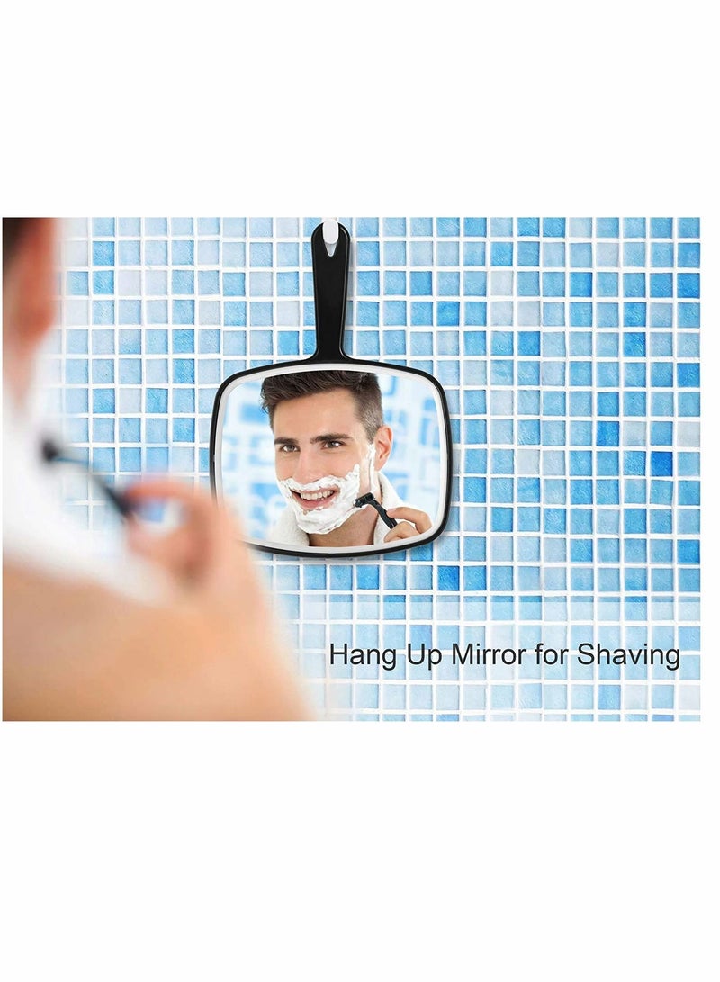 الأزرق جي دبليو Hand Mirror, Black Handheld Mirror with Handle for Personal Makeup Vanity Travel Skin Care Salon, 6.3" W x 9.6" L, Small Cosmetic - Image 4