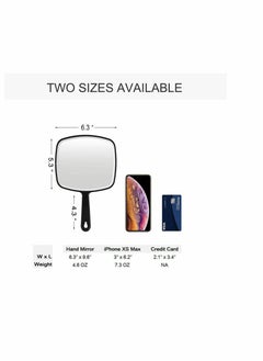 Y&D Hand Mirror, Black Handheld Mirror with Handle for Personal Makeup Vanity Travel Skin Care Salon, 6.3" W x 9.6" L, Small Cosmetic  - Image 2
