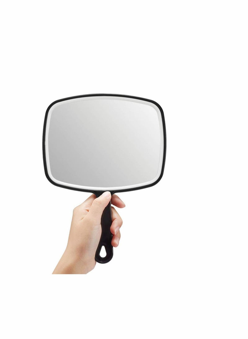 الأزرق جي دبليو Hand Mirror, Black Handheld Mirror with Handle for Personal Makeup Vanity Travel Skin Care Salon, 6.3" W x 9.6" L, Small Cosmetic - Image 1