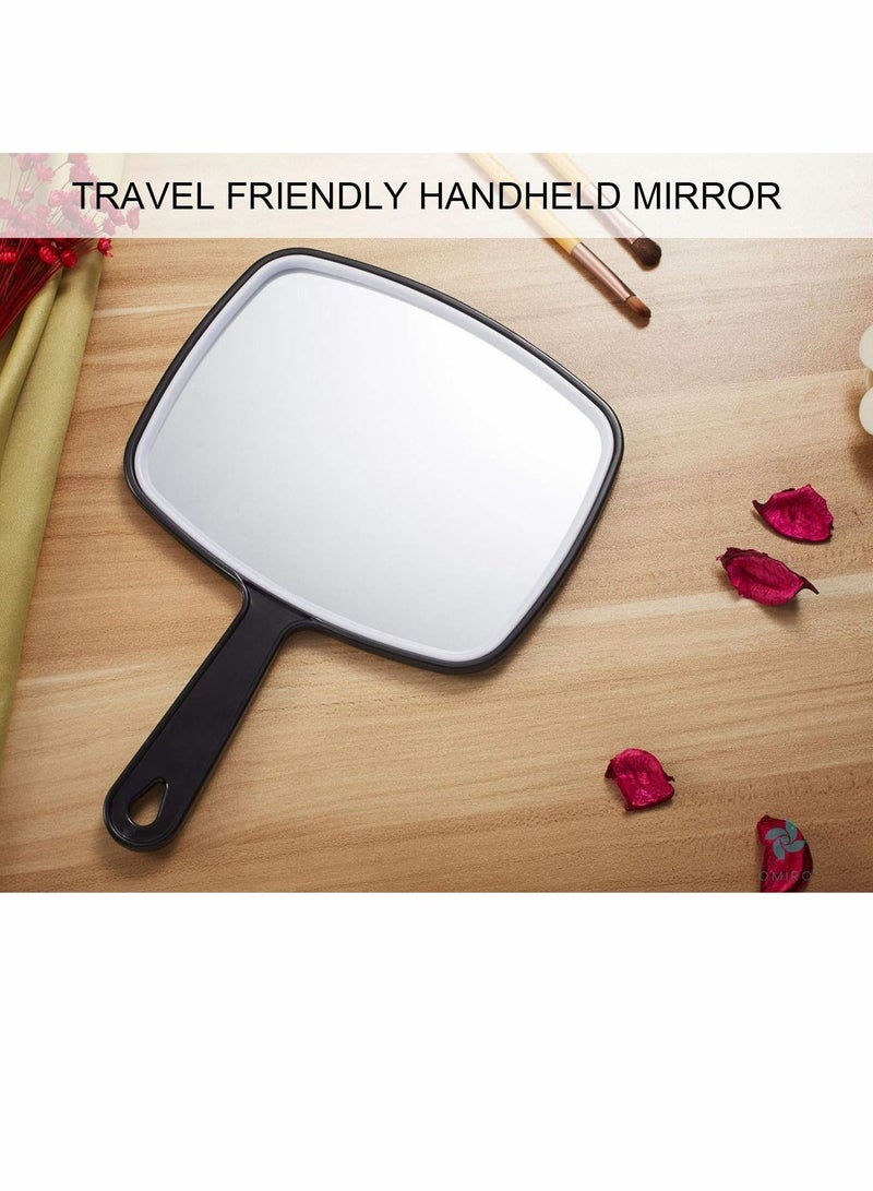 الأزرق جي دبليو Hand Mirror, Black Handheld Mirror with Handle for Personal Makeup Vanity Travel Skin Care Salon, 6.3" W x 9.6" L, Small Cosmetic - Image 5