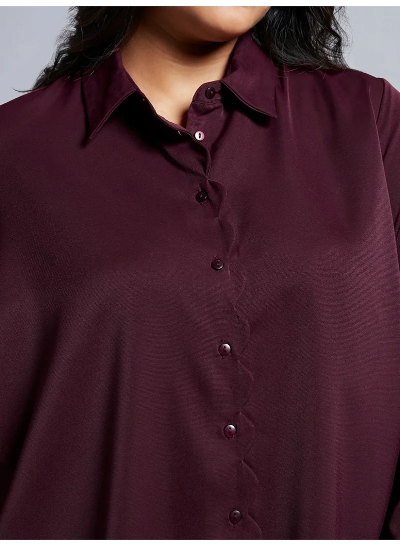 globus Globus Gloplus Women Collared Neck Cuff Sleeves Shirt Style Plus Size Workwear Top